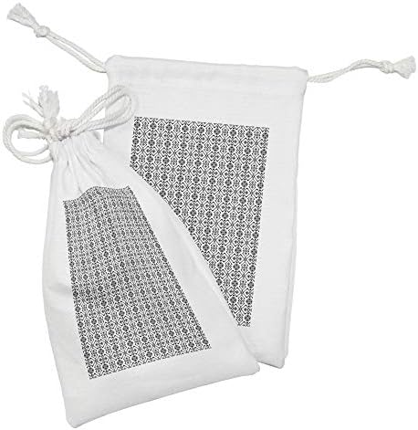 Ambesonne geometrijska torbica tkanina od 2, savremeni apstraktni uzorak sa kvadratima Monohromatski dizajn, mala