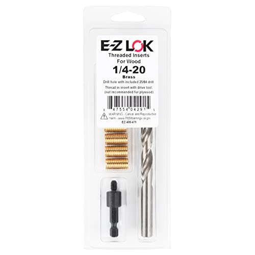 E-Z LOK EZ-400-475 navojni umetci za instalacioni komplet za drvo,  umetci od mesinganog navoja, 1/4-20