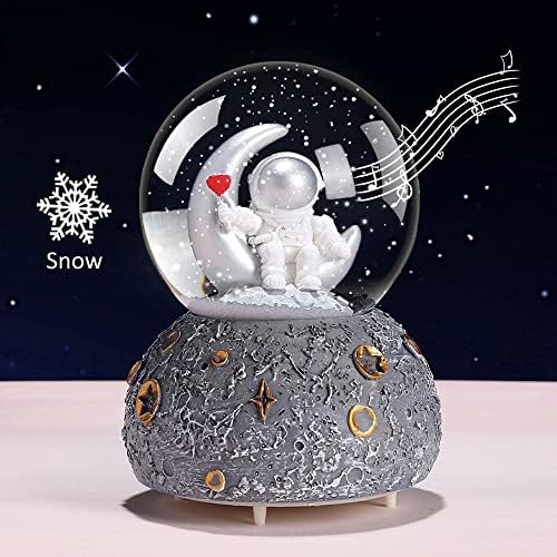 Astronaut Sning Globe muzika, 80mm Muzički sjaj Snežni globus sa LED svjetlima koja mijenjaju boju, Početna Dekor