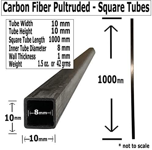 Pultrudirana kvadratna cijev od karbonskih vlakana - 10mm x 10mm x 1000mm - cijevi