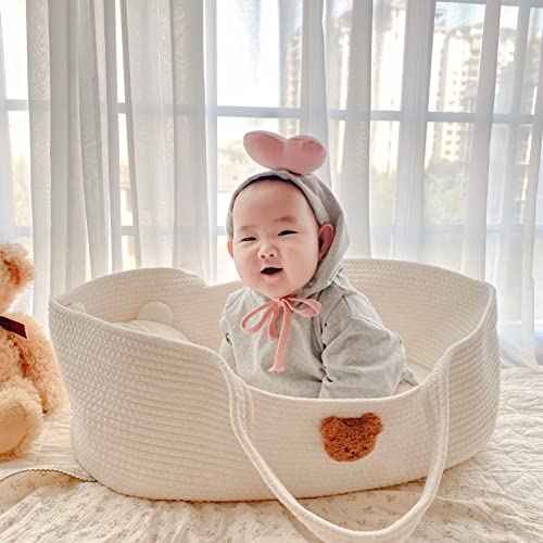 Baby Sleeping nošenje koše, 70 x 40 x 20cm Crtani prijenosni sklopivi pamučni konop za bebe nose košaricu,