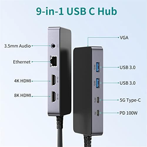 LMMDDP ULT-Unite 9 u 1 USB C Hub Tip-C priključna stanica sa VGA 3.5 mm Audio USB 3.0 Tip C podaci PD 100w