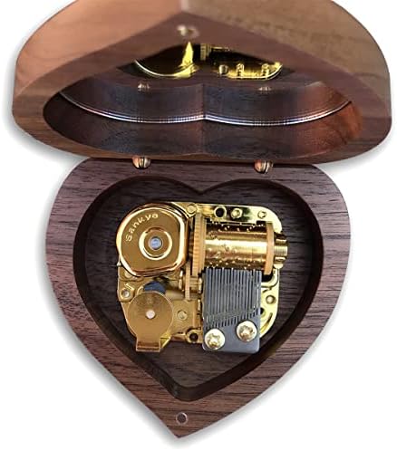 Binkegg igra [Govori meko love] Walnut drvena muzička kutija u obliku srca sa sankyo muzičkim