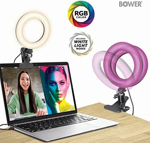 Bower WA-RGB6CLIP 6-in. LED selfi prstenasto svjetlo na kopče, crno