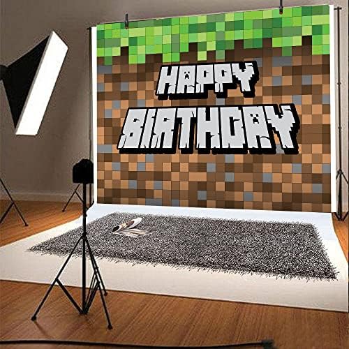 Pixel Video igra rođendan pozadina poliester 5x3ft za Sretan rođendan fotografija pozadina rudarstvo
