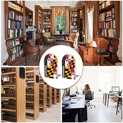 Američka zastava Marylanda veliki drveni držači za knjige Moderna dekorativna polica za knjige stoper
