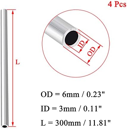 OFOWIN 4 kom 6063 aluminijumska okrugla cijev 6mm od 3mm Unutrašnji prečnik 300mm dužina bešavne