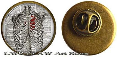 Steampunk Ribcage Brooch, Steampunk Rib PIN, Steampunk Skeleton Brooch, Steampunk Heart Art Brooch,