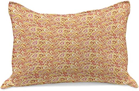 Ambesonne Paisley pletena jastuk, detaljni šareni cvjetovi i buta folk uzorak, standardni poklopac jastuka