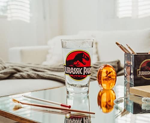 Silver Buffalo Jurassic Park Logo 16-Unca Čaša Za Pintu | Tradicionalna Čaša Za Čaše Za Pivo Za Alkoholna