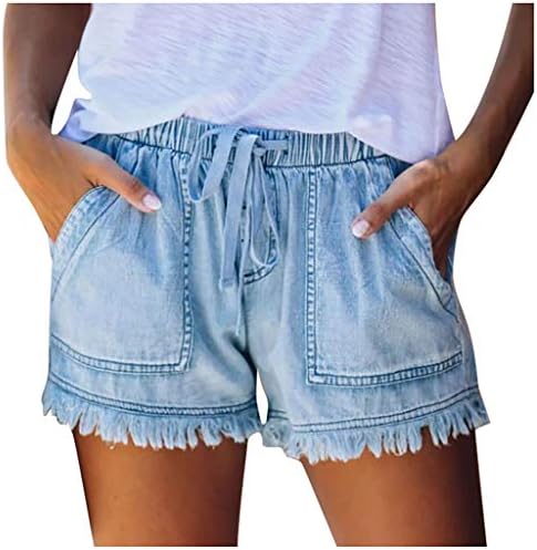 Ruiruilico Ženske traperice 2023. ljetne casual traper kratke hlače za vrećaste elastične struke traperice