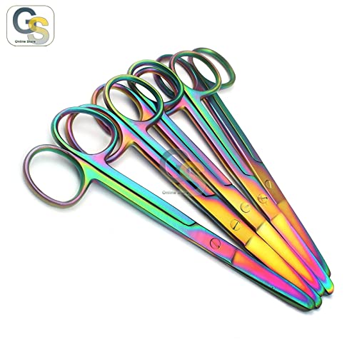 Set od 5 Multi Titanium Color Rainbow Radni makazovac tunt / tunt 5,5 ravni nehrđajući čelik G.S
