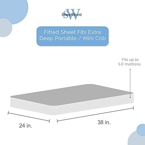 SheetWorld pamuk Percale Extra duboko opremljen prijenosni Mini krevetić 24 x 38 x 5,5,