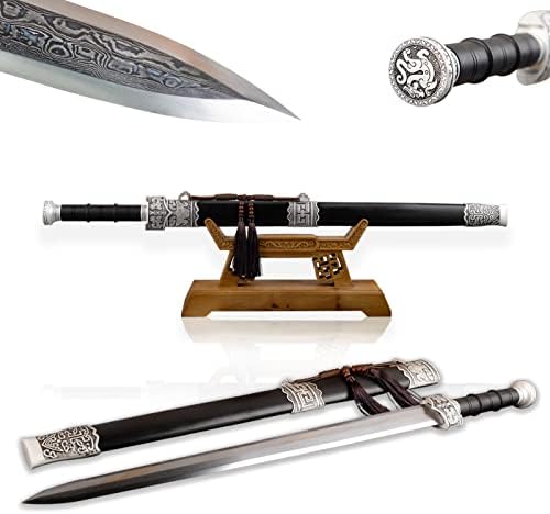 Milenijumski kineski stil klasični crni saya, srebrni uzorak čelični ha, mač Yue King