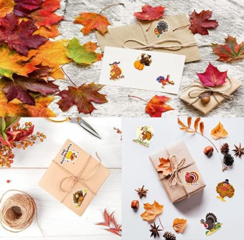 200kom zahvalnosti jesen naljepnice sa Turskom, javorov list, bundeve, šišarke, vjeverica, trava, suncokretovo
