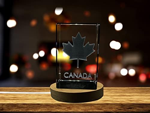 Maple Leaf Canada 3D ugravirani kristal čuva / poklon / dekor / kolekcionarski / suvenir