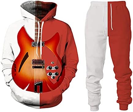 Tisak gitare 3D HOODIE TROUSER odijelo Muškarci odjeća plus veličine Pocket Pulover Top dvodijelna sportska