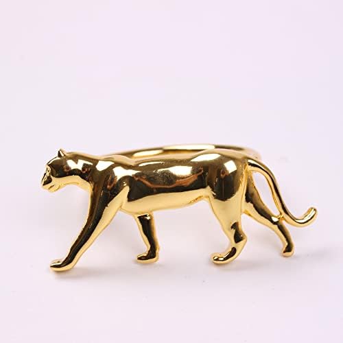 Xidmold salvetinski prstenovi set 4, držači salveta od zlata leopard u obliku trpezarijskih stola za rođendan,