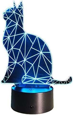 Sjajna sjedeća Dizzy Cat 3D LED USB lampa 7 boja promjena iluzije noćno svjetlo dekoracija stola za spavaću
