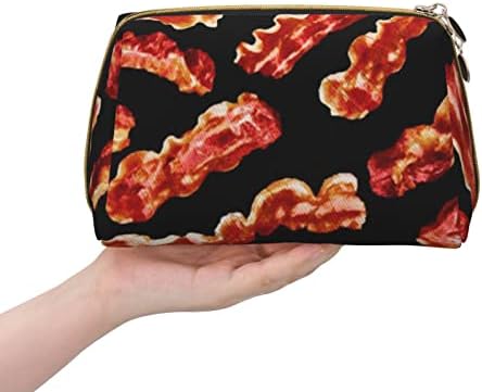 FFEXS Bacon uzorak kožna kozmetička torba, prijenosna kozmetička torba za velike kapacitete, jednostavna za