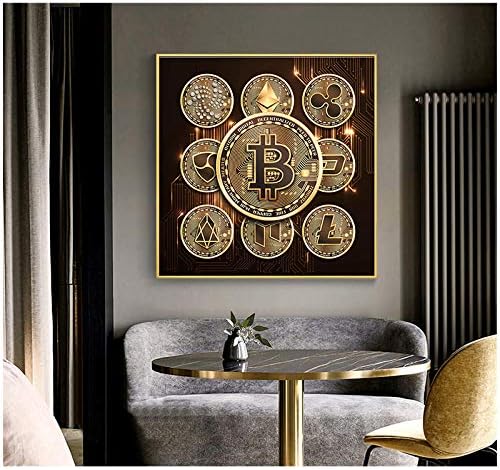 Ytsmsyy Nordic Bitcoin Poster i štampa velike veličine luksuzna zidna Umjetnost platno slike