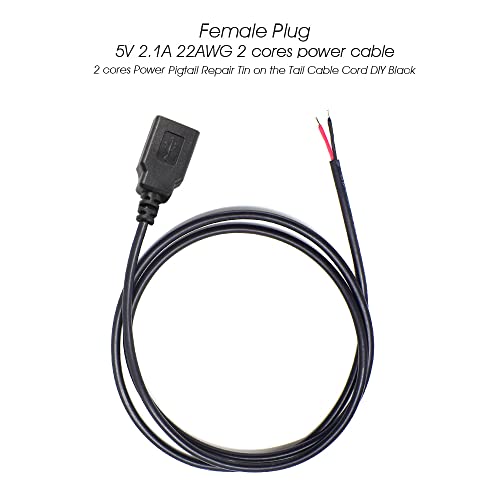 KSOPUERT 2kom USB ženski utikač na golu žicu otvorenog kraja kabla 3.3 Ft 5V 2.1 a 2 & amp; 4 jezgra snage