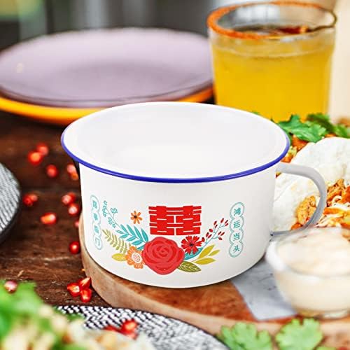 DEWACC Vintage emajl posuda sa poklopcem 1,2L kineske emajlirane posude Enamelware kocking Bowl Pastel