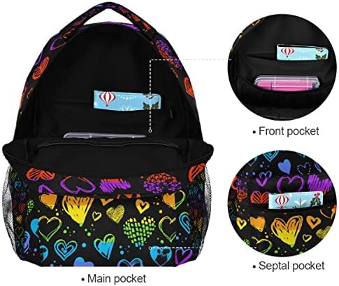 Slatka Rainbow Heart Crni laptop ruksak za laptop 16 inčni veliki ruksak za žene Muškarci Poslovni
