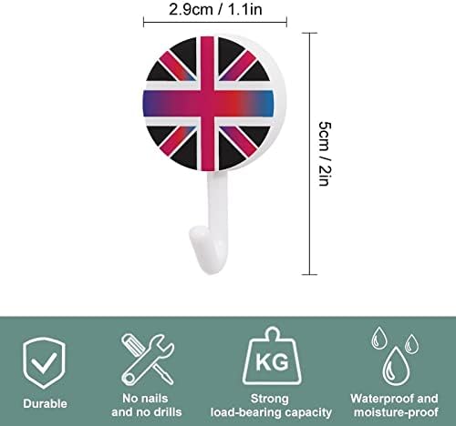 Union Jack Engleska Zastave Zidne kuke Okrugle plastične kuke Izdržljive ljepljive kuke za kuhinju kupatilo
