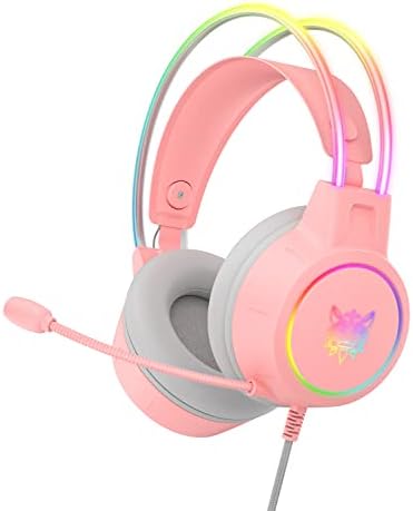Simgal Gaming slušalice sa mikrofonom, 3,5 mm lagane slušalice sa RGB aluminijumskim okvirom, Surround zvuk,