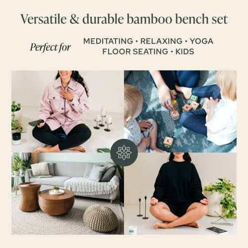 Mindful & amp; moderna bambusova klupa i Zabuton meditacijska mat Bundle-mala klupa za meditaciju klečeći