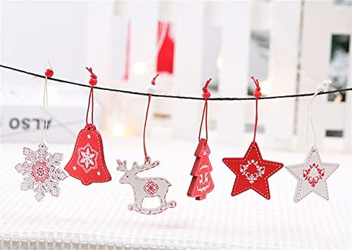 12 komada božićnih drvenih privjedaka Elk Snowflakes Božićno drvce Petokraka zvijezda Zvornate ukrasi Novogodišnji