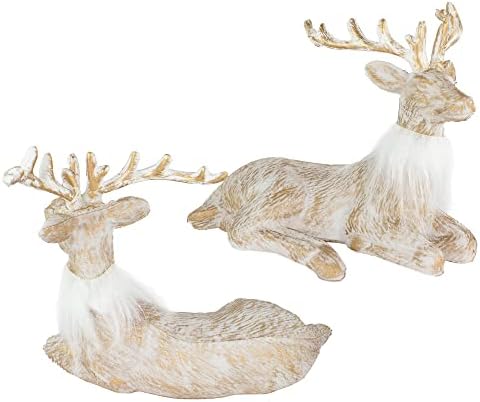 IPEGTOP 2 kom božićne jelene zamrznute reindere figurice dekor, 7,5 x 6,2 inčni rustikalni odmor sjedeći