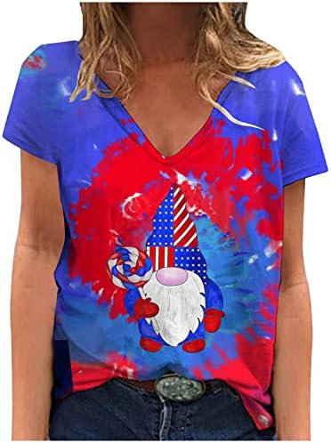 4. jula vrhova ženska američka zastava majica kratkih rukava V izrez Patriotske majice Dan