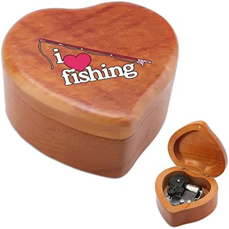 Volim ribolov vintage drveni sat glazbeni boksovi u obliku glazbenog box box pokloni za ljubavničke