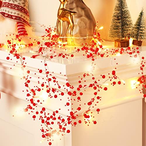 Unutarnji božićni ukrasi bobica 2 komada Svečana osvijetljena bobičasto perla Garland Xmas Tree Berland Garland