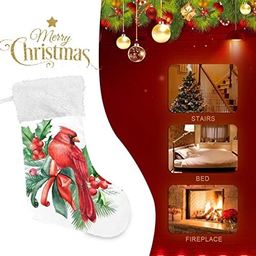 Alaza Božićne čarape crvene ptice i holly napušta klasično personalizirano velikim ukrasima čarapa za obiteljski