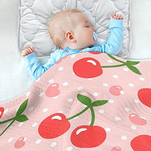 Swaddle pokrivač trešnja pamuk pokrivač za dojenčad, prepun pokrivača, lagana mekana prekrivačica za