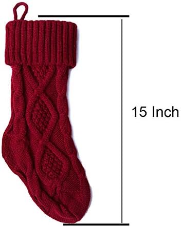 Božićne čarape pletene 15-inčni Xmas dvostrani rešeni kabelski kabelski kabel Kamin Božićno drvsko dekor