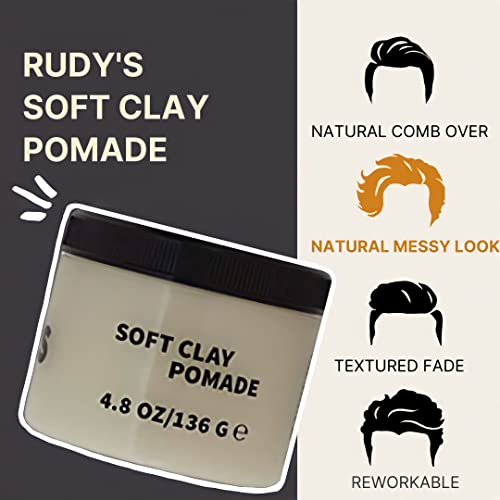 RUDY'S meka pomada od gline-lagana i savitljiva cjelodnevno držanje-bez parabena-za valove i teksturu
