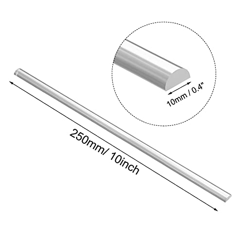 Uxcell akrilni okrugli štap, 5mmx10mmx250mm jasan, polukružnog oblika od čvrste plastike PMMA štap 4kom