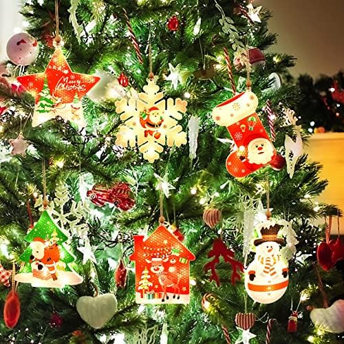 Božić Ornament, 6 kom LED žičana svjetla, Ornament, svjetla praznični ukrasi, viseći dekor zatvoreni za odmor,