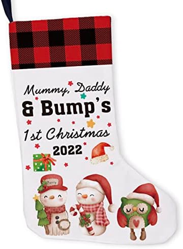 Golsoo mammmy tata i naleti 1. burlap božićna čarapa slatka očekivana roditelji crveni bivolni