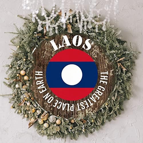 Laos prednje vrata vijenac Najveća mjesta na Zemlji Laos Wood Art Plaketa Nacionalna zastava Gradski suvenir