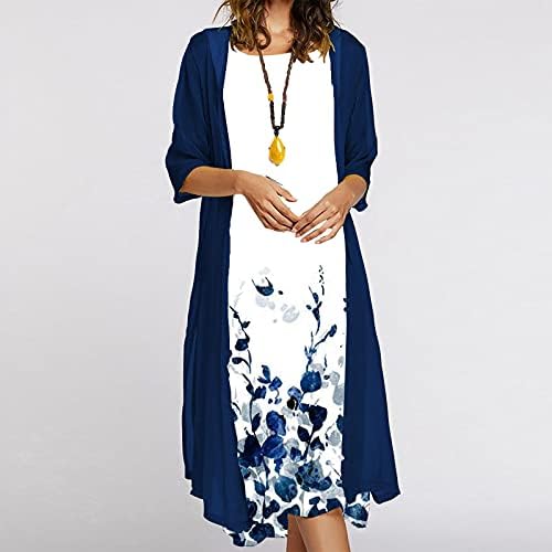 Ženski kardigan i Maxi haljina 2-dijelni Set modni šifon Casual Smock Tops odjeća za cvjetne sarafane