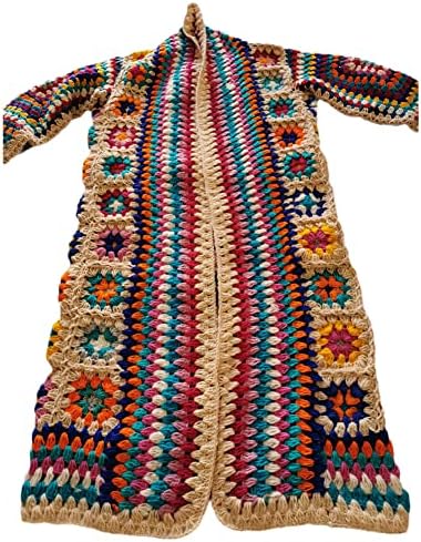 Vuneni Kaput Za Žene Plus Size Labava Vanjska Odjeća Dugi Rukavi Maxi Ručno Izrađeni Nacionalni Džemperi