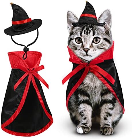 WHIPPY Halloween kostim mačke Vampirski ogrtač vještica šešir Podesiva oprema za kućne ljubimce