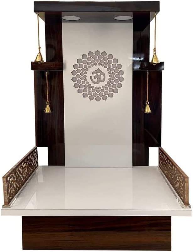 Devyom drveni hram sa LED svjetlom za dom i ured | Početna Hram | Puja Mandir | Zidni viseći i stol
