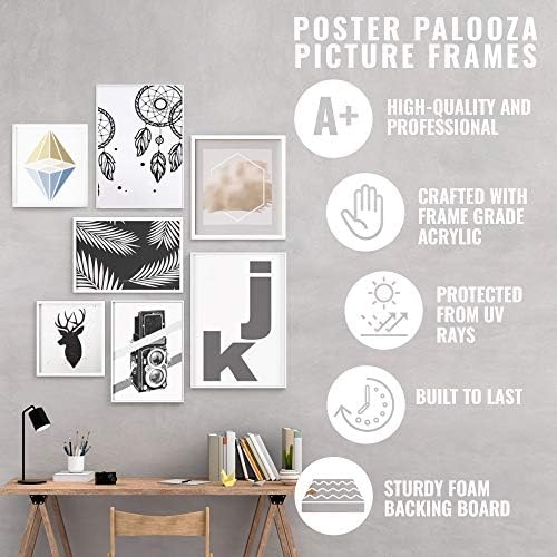 Poster Palooza 12x9 savremeni bijeli kompletan drveni okvir za slike sa UV akrilom, podloga od pjenaste