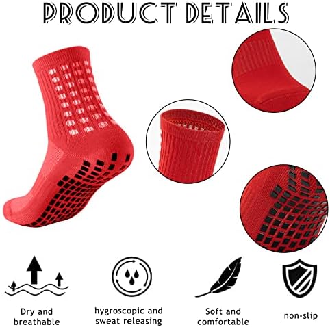 Elfcool muške čarape Soccer, 6 pari nogometnih čarapa za nogavice, muške atletske proklizavajuće čarape za klizanje